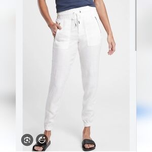 Athleta Cabo Linen Joggers White Size 20 Lightweight Summer Pants